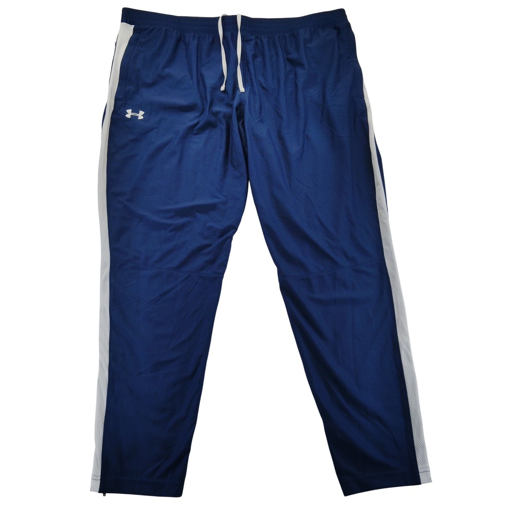 Under Armour Pants Mens 3XL Blue NEW Tapered Track Athletic Mesh Side Zip Warmup